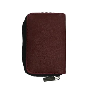 کیف کارت تک زیپ چرم رنگ عنابی(A9533)